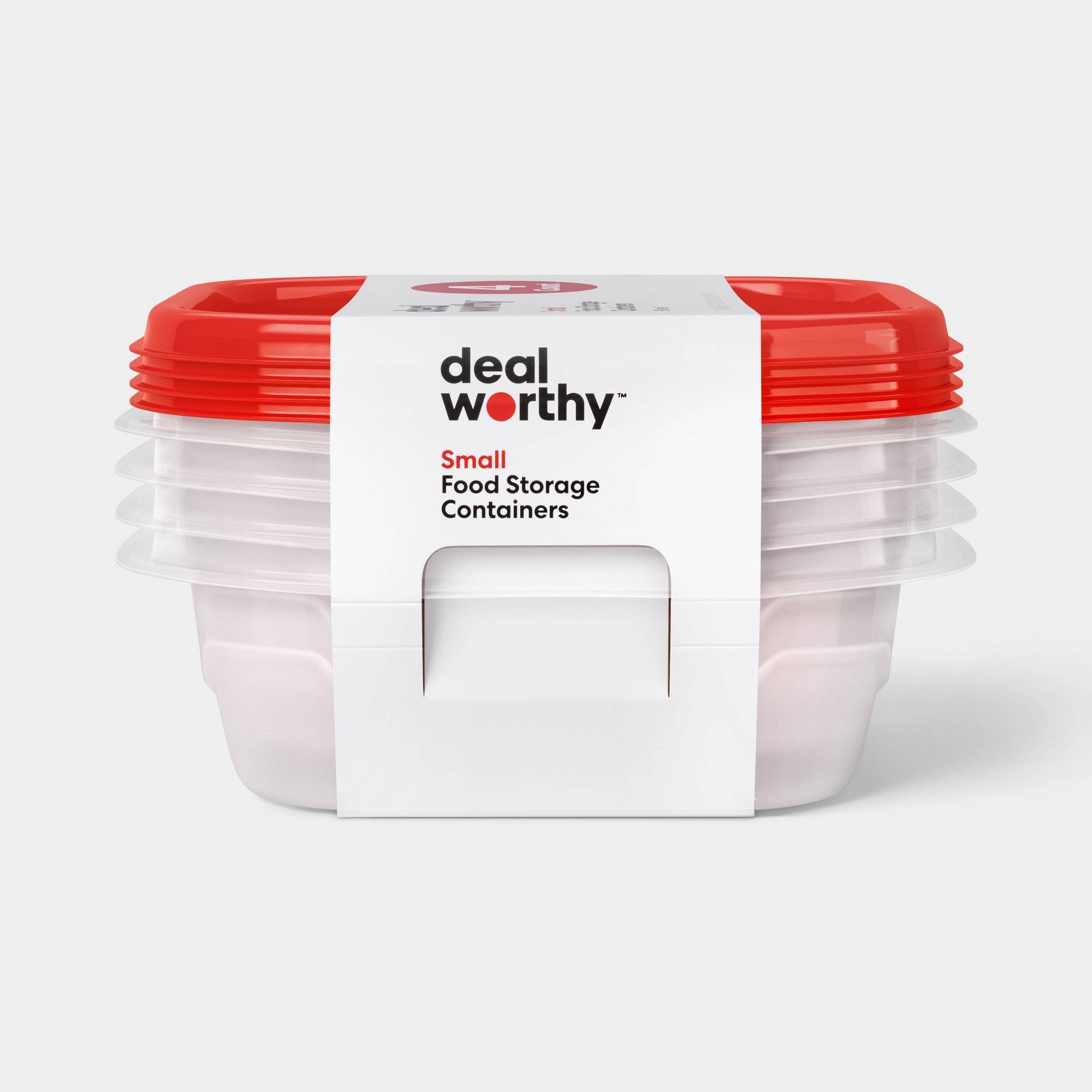 Meal Prep Container - 4개의 작은 사각형 식품 보관 용기(스냅