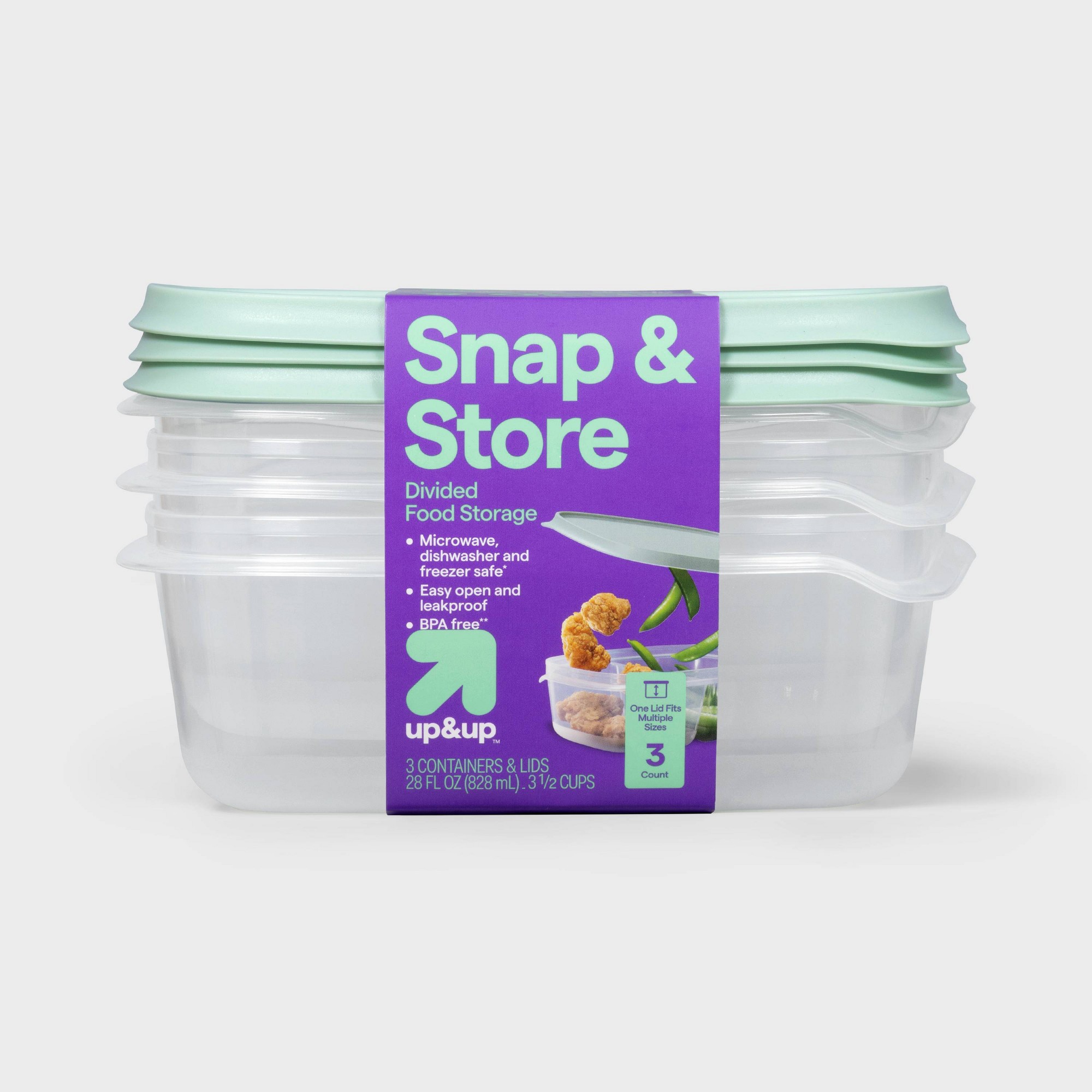 Meal Prep Container - 3칸짜리 투명 플라스틱 직사각형 음식 보관