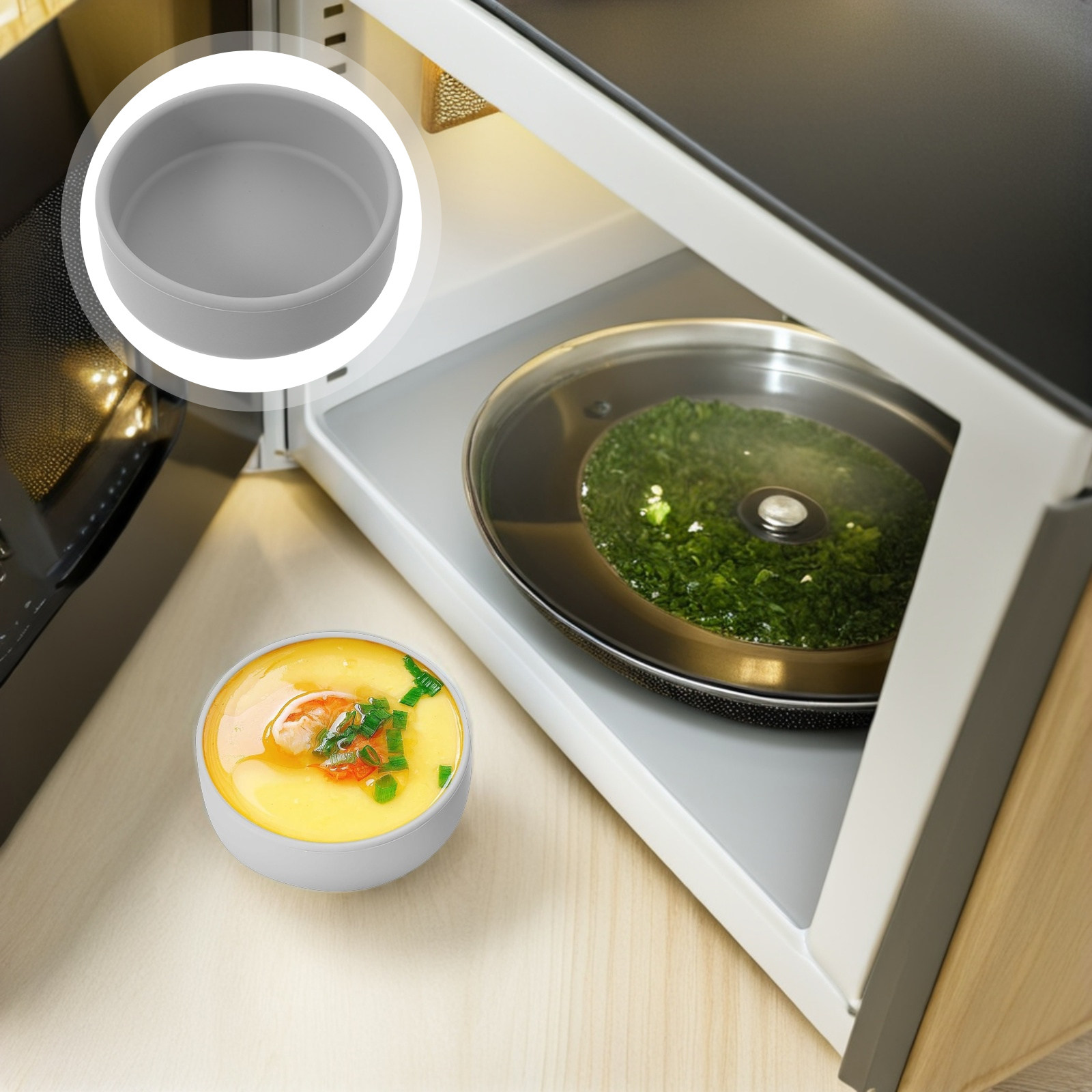 Meal Prep Healthy - 3개 실리콘 에어프라이어 계란 몰드, 논스틱