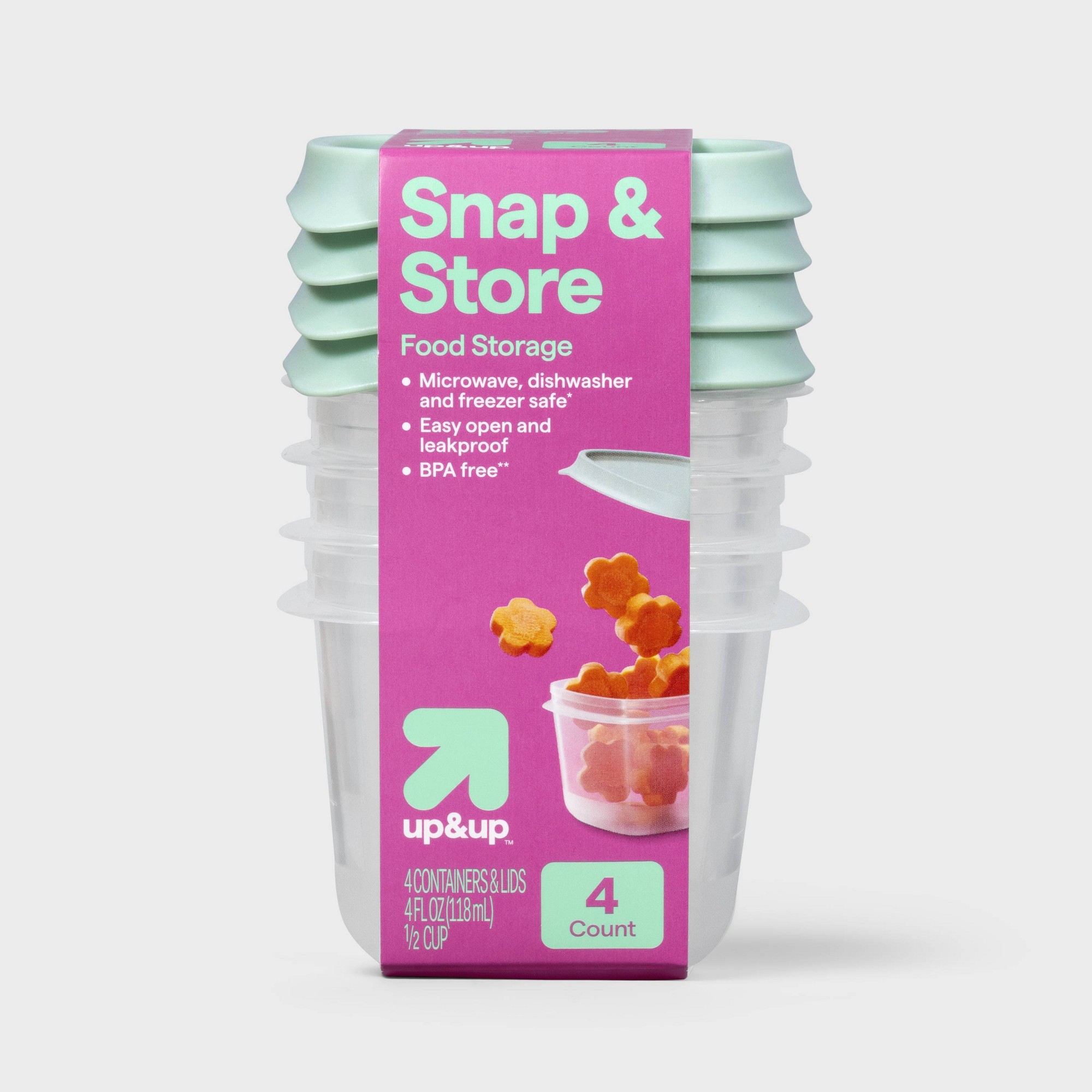 Meal Prep Container - 4ct 미니 사각형 하프컵 식품 보관