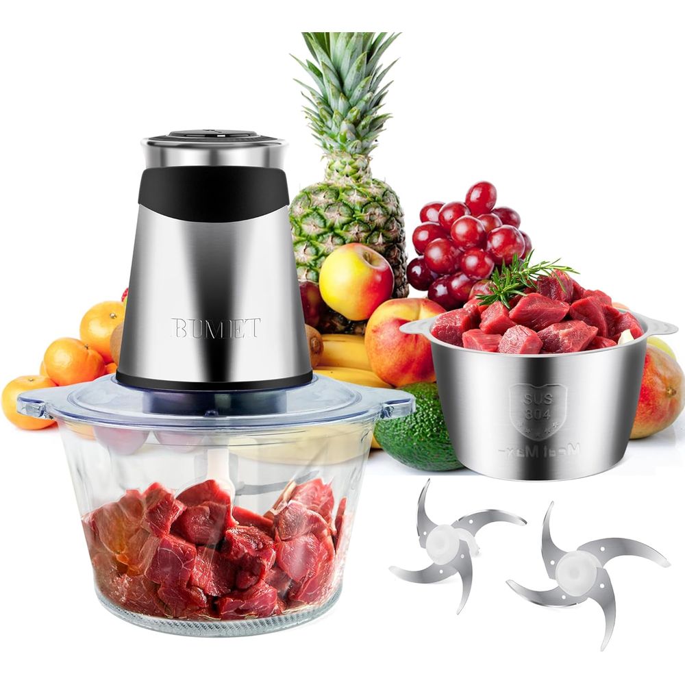 Veggie Chopper Cup - 500W 고기 분쇄기 2x8컵 용기 2개