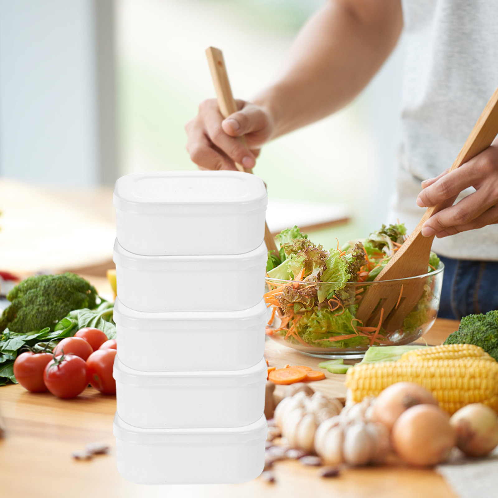 Meal Prep Healthy - 5Pcs 쌀알 보관 상자 쌓을 수