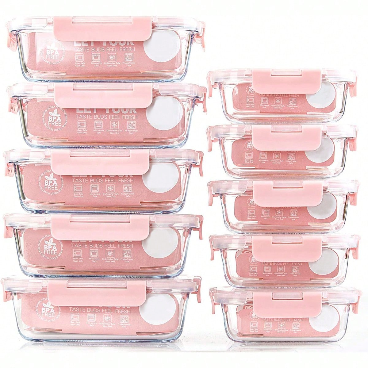 Meal Prep Freezer - 10팩 유리 밀프렙 용기, 뚜껑이 있는