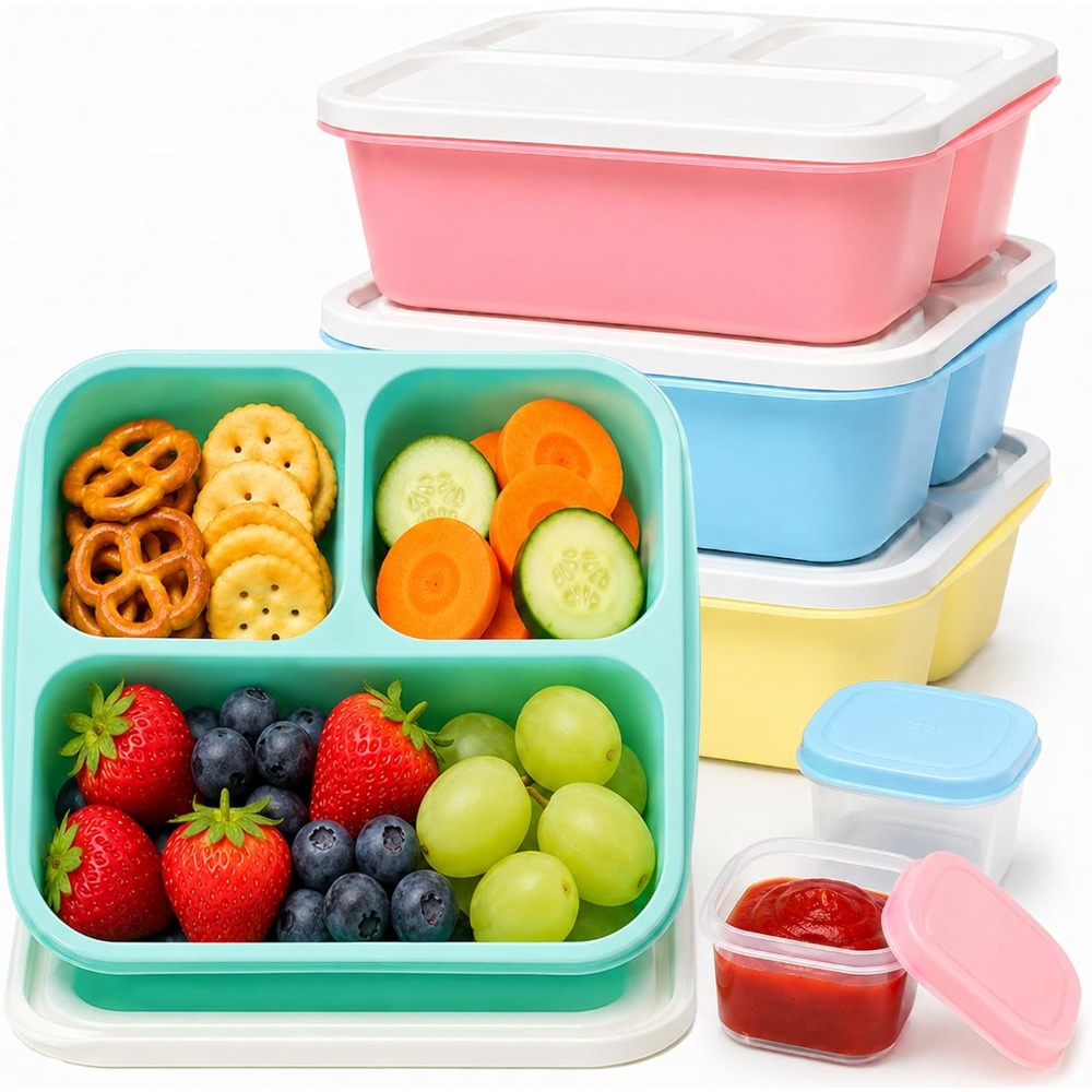 Meal Prep Healthy - 3칸 도시락 용기, 성인용 재사용 가능,
