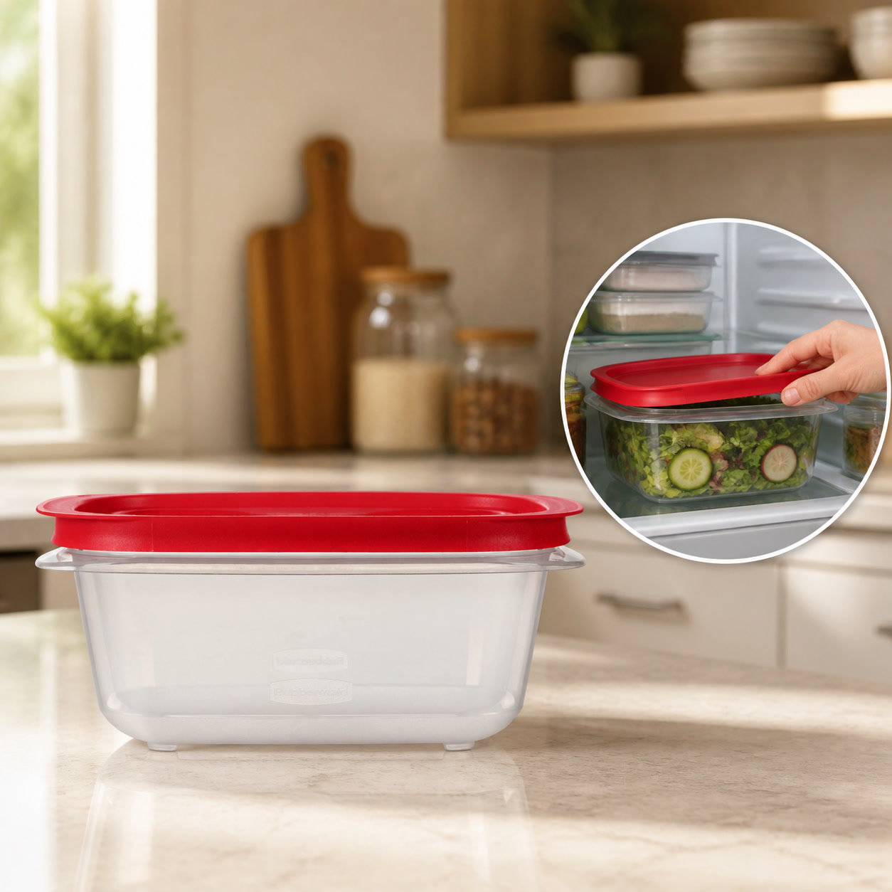 Meal Prep Container - 5.26컵 직사각형 식품 보관 용기, 빨간색