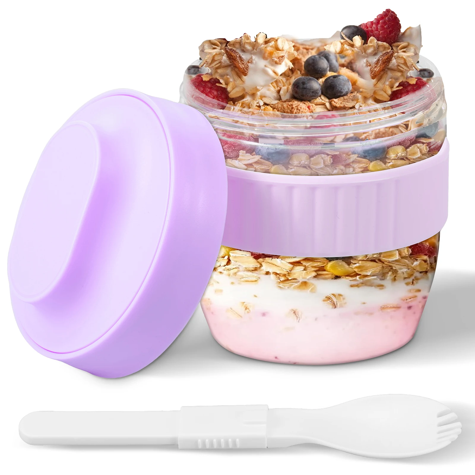 Meal Prep Yogurt Containers - 이중 레이어 오버나이트 오트 컨테이너(뚜껑 및