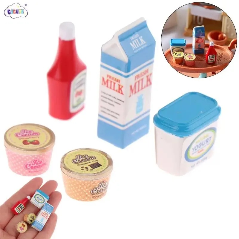 Meal Prep Yogurt - 5개/세트 1:12 인형집 토마토 소스 아이스