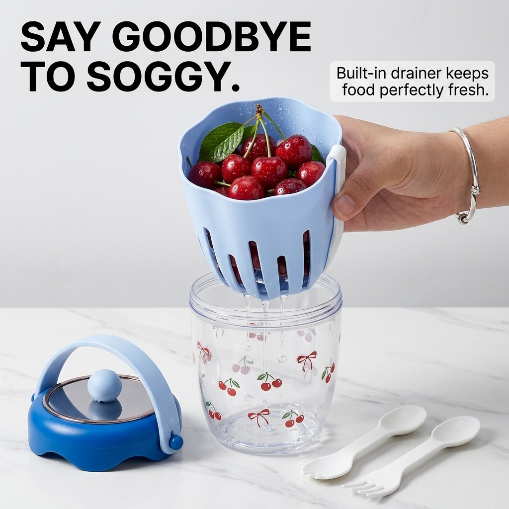 휴대용 플라스틱 샐러드 오트밀 용기(뚜껑, 포크, 손잡 - Meal Prep Yogurt Containers 리뷰 및 가격