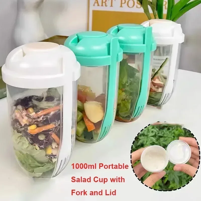 뚜껑과 포크가 함께 있는 휴대용 샐러드 볼, 일체형 누 - Meal Prep Yogurt Containers 리뷰 및 가격