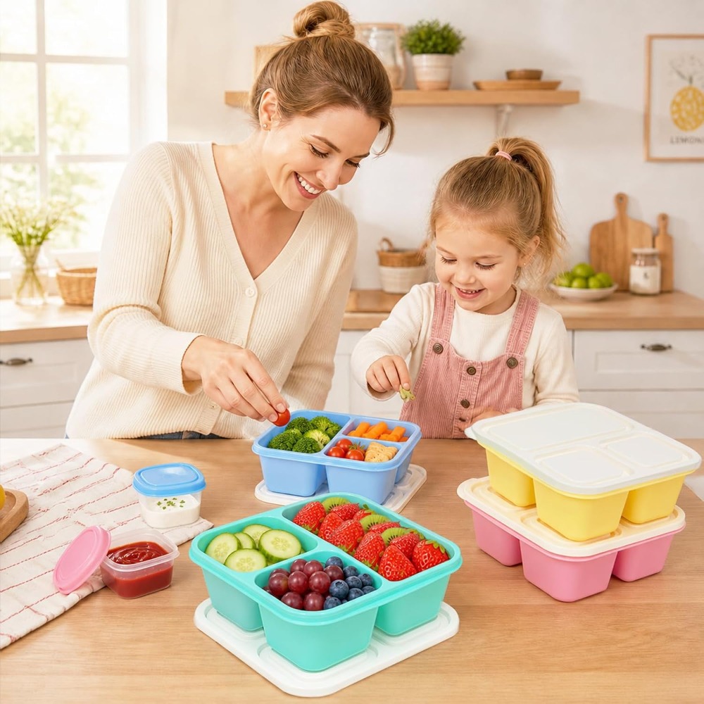 3칸 도시락 용기, 성인용 재사용 가능, 쌓아 올릴 수 - Meal Prep Healthy 리뷰 및 가격