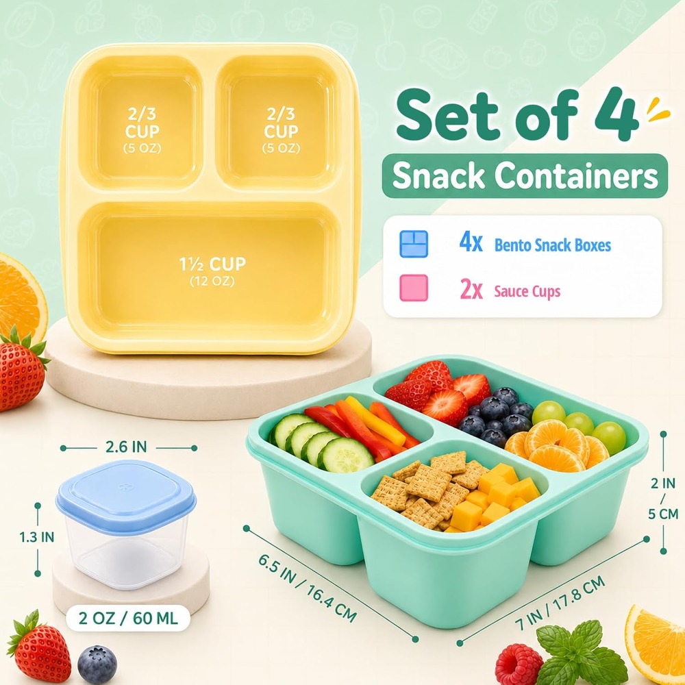 3칸 도시락 용기, 성인용 재사용 가능, 쌓아 올릴 수 - Meal Prep Healthy 리뷰 및 가격
