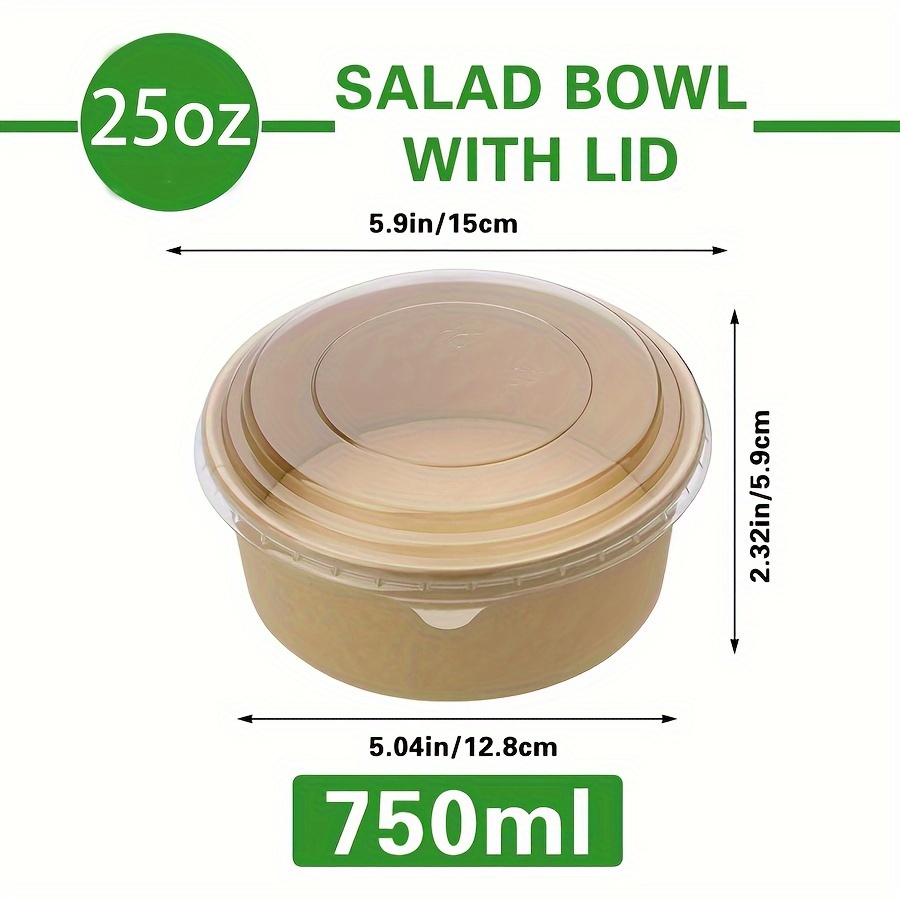 25온스/750ml 25/50팩 종이 그릇 뚜껑 포함, - Meal Prep Container 리뷰 및 가격
