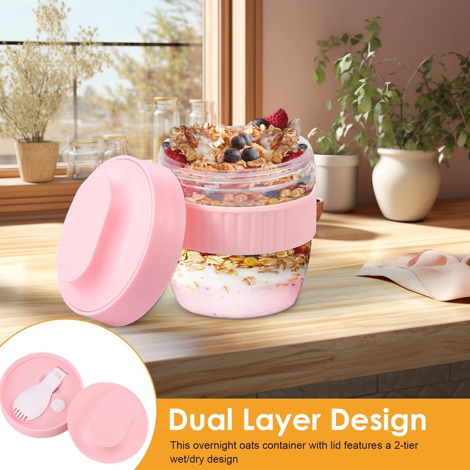 이중 레이어 오버나이트 오트 컨테이너(뚜껑 및 스푼 포 - Meal Prep Yogurt Containers 리뷰 및 가격